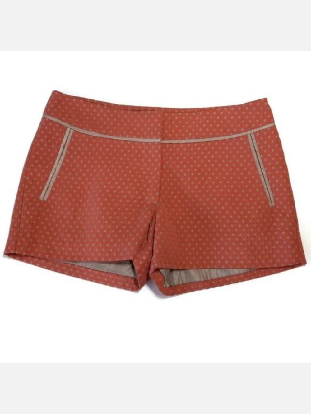 Bedo Femme Polka Dot Shorts Mid Rise Pockets Retro Womens Size 4 Orange Taupe